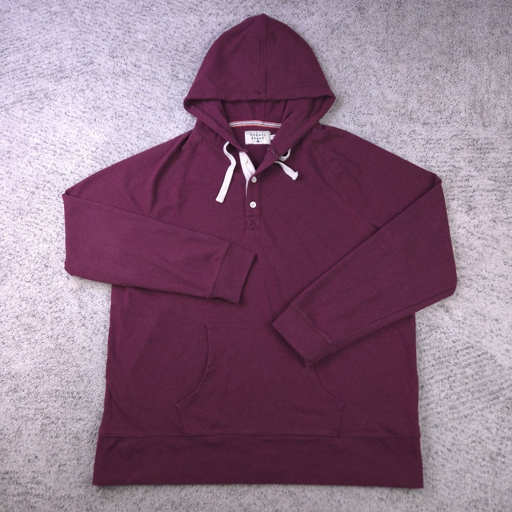 The‎ Normal Brand Hoodie Mens XXL Rugby Sweatshirt Pullover Burgundy Henley GUC